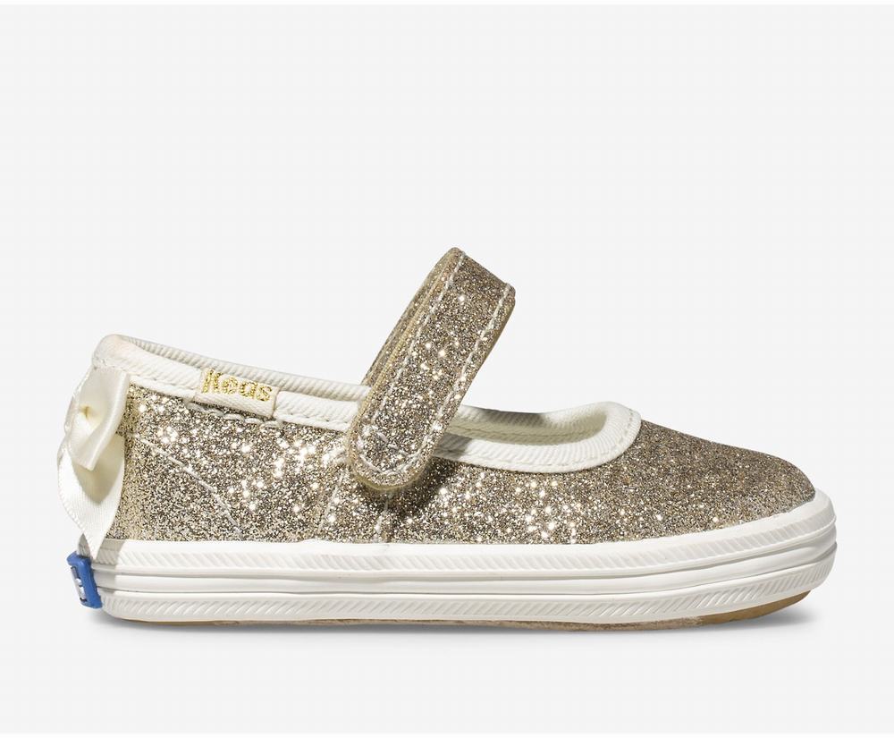 Girl Keds x kate spade new york Sloane MJ Glitter Crib Sneaker Gold 5462973CX - South Africa